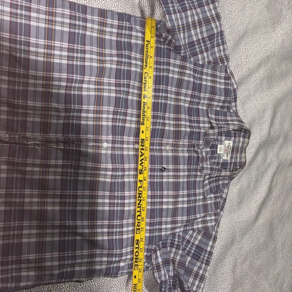 VTG Polo Ralph Lauren Jeans Large 100%‎ Cotton Gray Plaid Button Down Shirt
